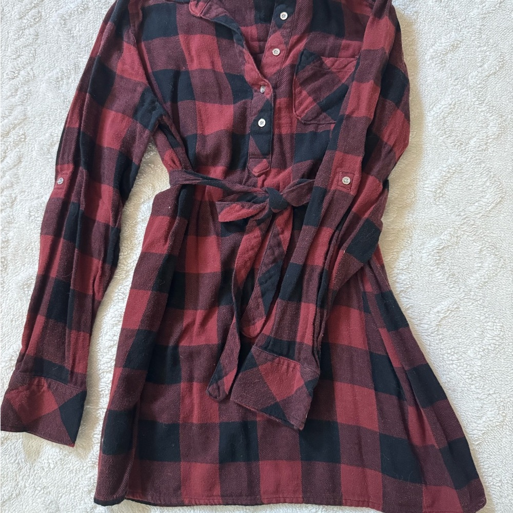 DONATED Red and Black Plaid Shirt Dress/Tunic